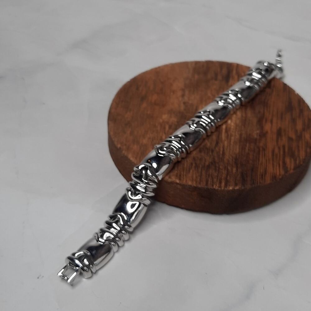 Monet Silver Tone Metal Linked Bracelet